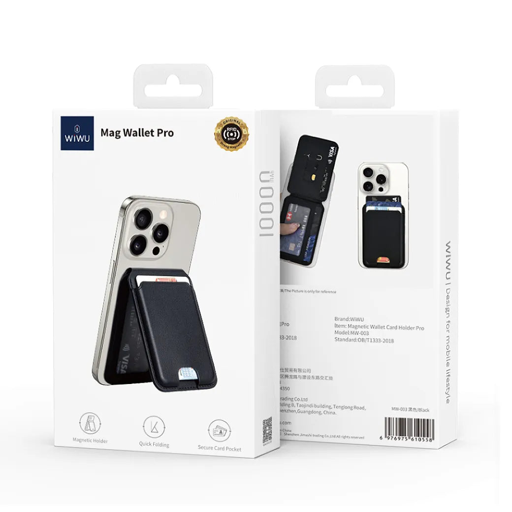 Porte-cartes MagSafe en Cuir – WiWU Mag Wallet Pro
