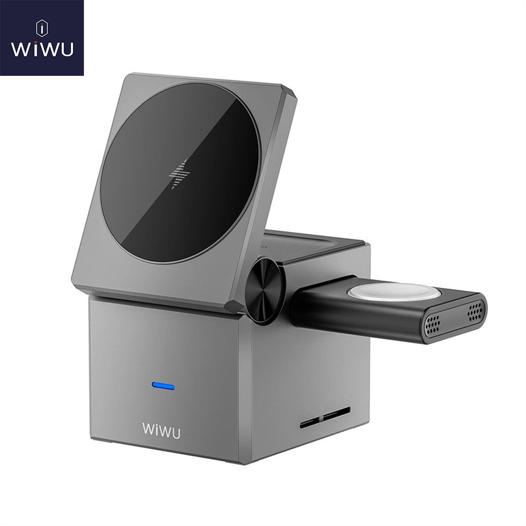 WiWU W030 chargeur sans fil 3-en-1 carré compact pour iPhone Apple Watch AirPods – Tunisie