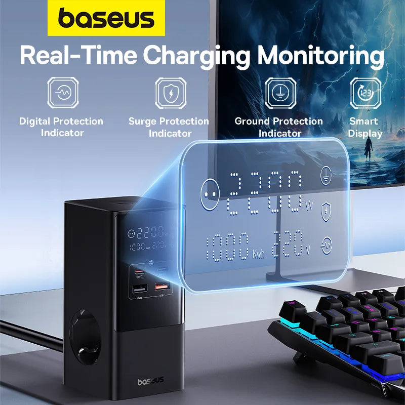 Multiprise Baseus PowerCombo 6-en-1 avec Charge Rapide 100W