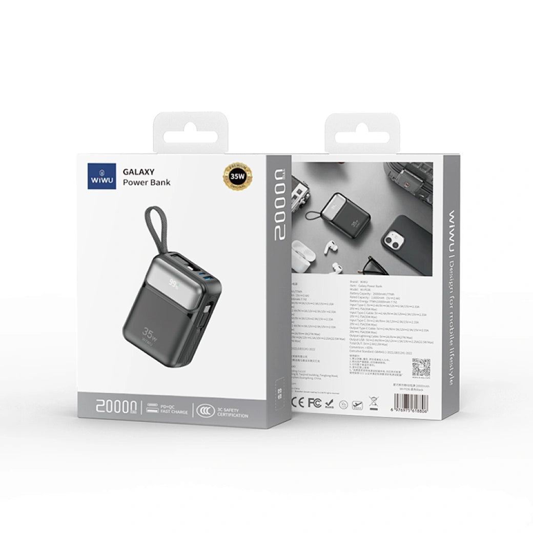 WiWu Galaxy Powerbank 35W - 20000mAh avec Câbles Intégrés