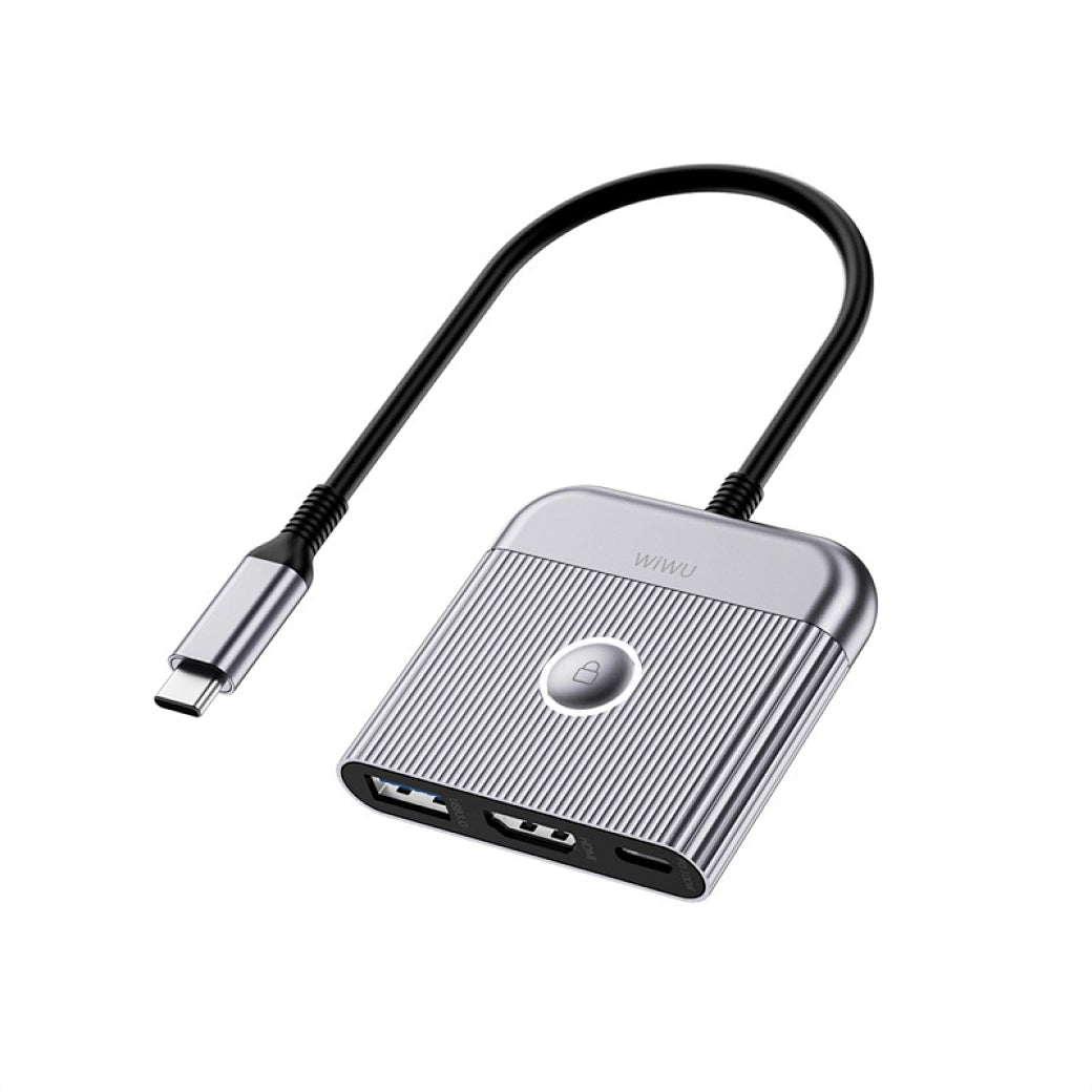 Adaptateur WiWU 3-en-1 USB-C vers HDMI + USB 3.0 + USB-C