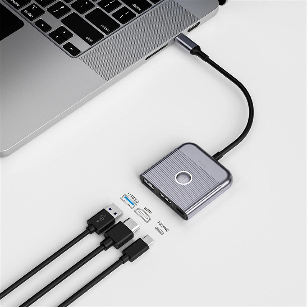 Adaptateur WiWU 3-en-1 USB-C vers HDMI + USB 3.0 + USB-C
