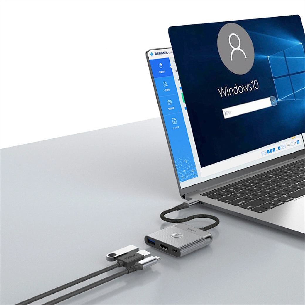 Adaptateur WiWU 3-en-1 USB-C vers HDMI + USB 3.0 + USB-C