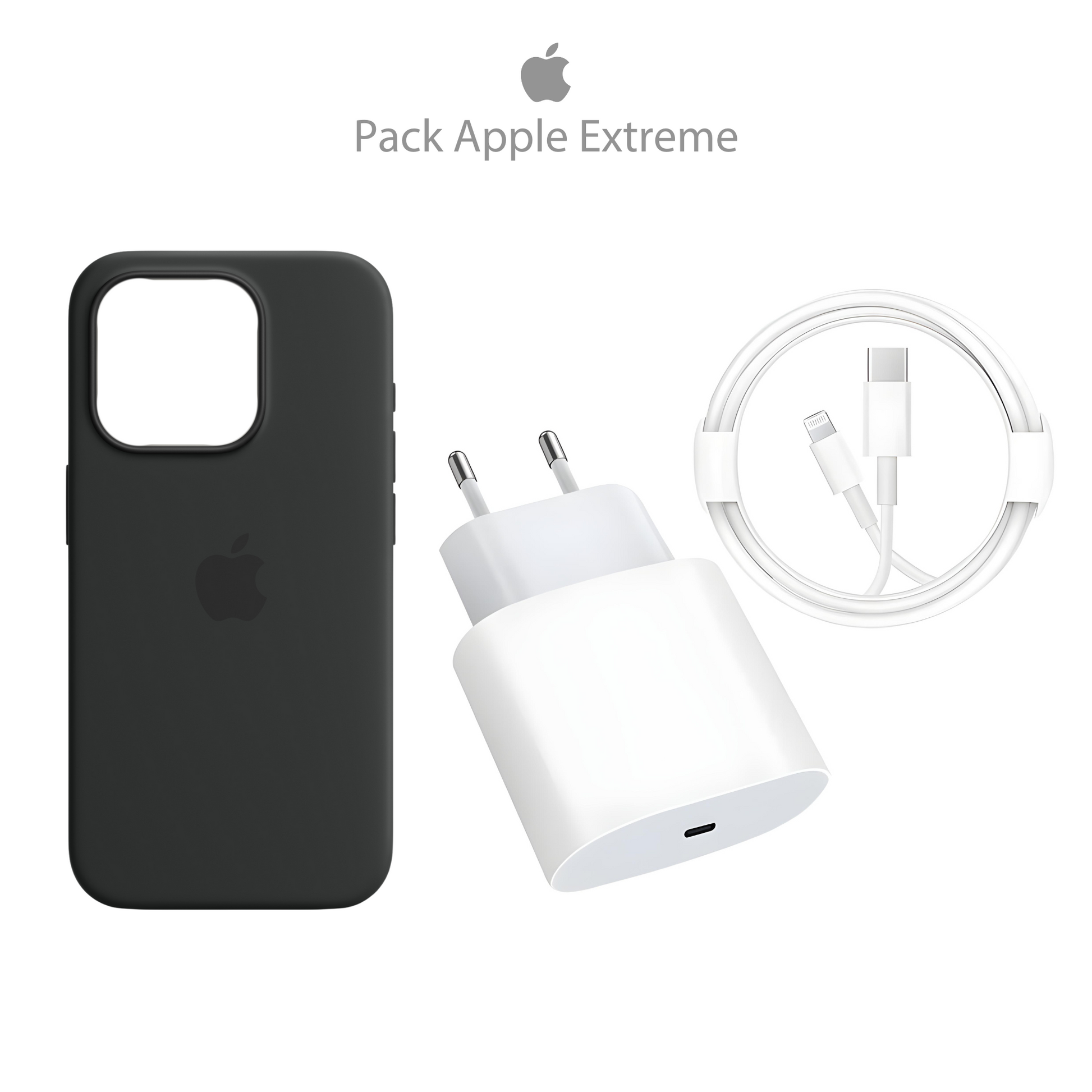 pack complet iPhone adaptateur 20W câble et cache Mamba Store