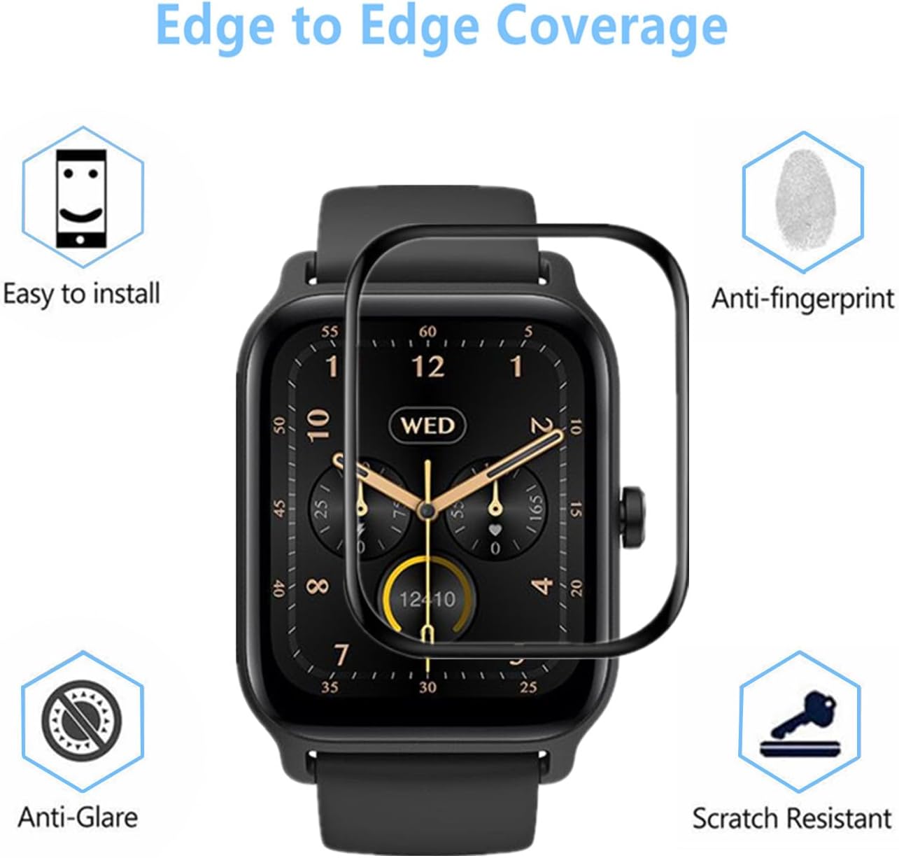 Protection d’écran 3D complète pour smartwatch – anti-rayures