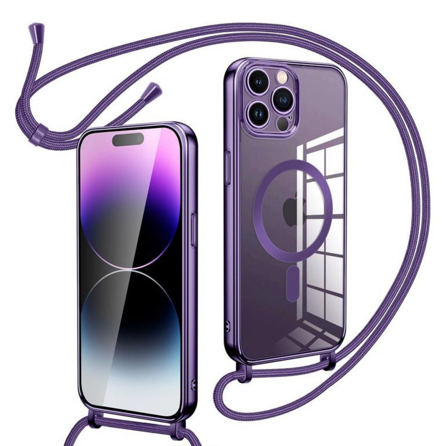 Cache MagSafe iPhone Transparent avec Contour Coloré + Fil