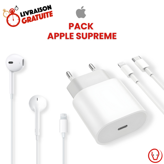 pack Apple iPhone chargeur 20W câble Lightning EarPods Tunisie