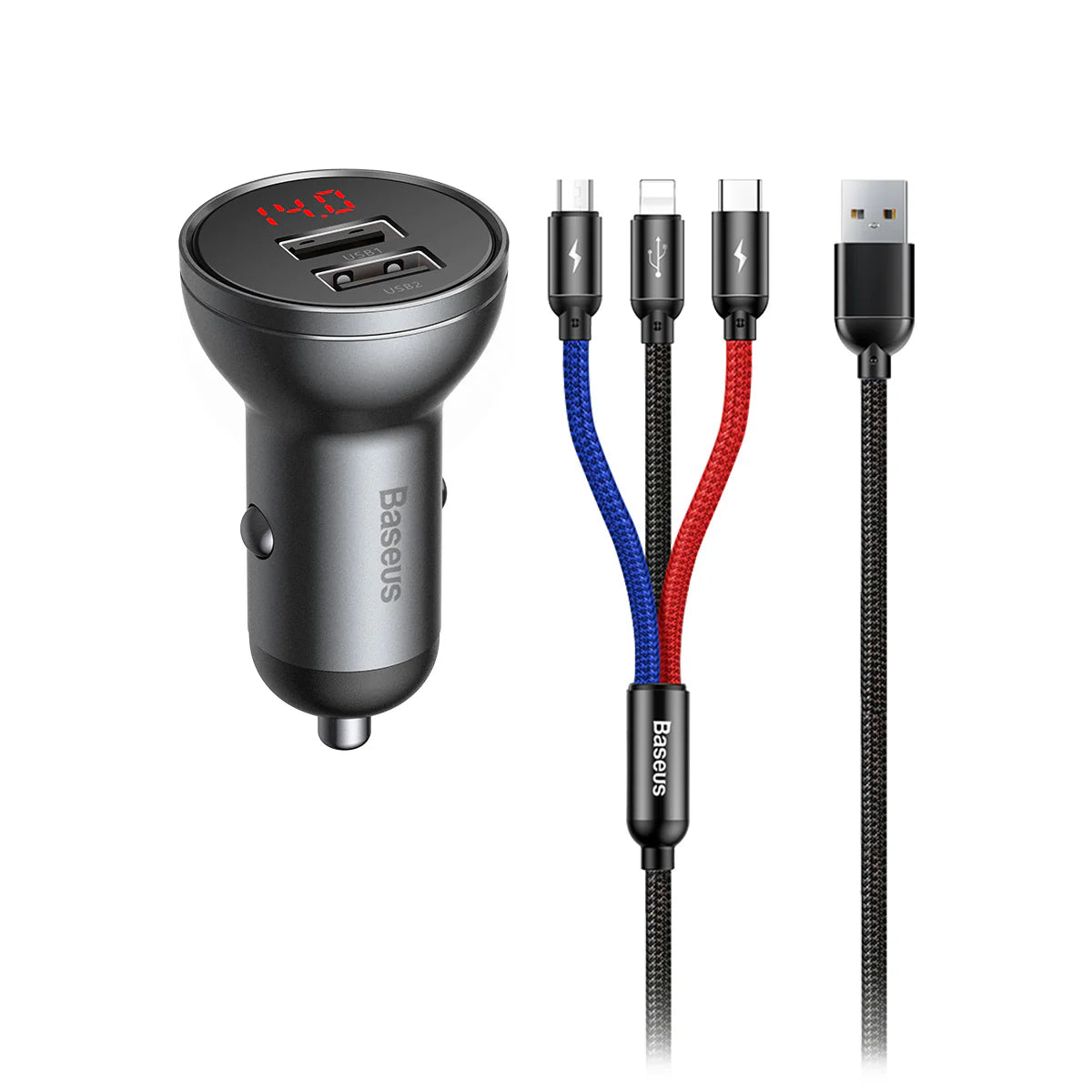 Chargeur Allume-Cigare Baseus avec Câble 3-en-1
