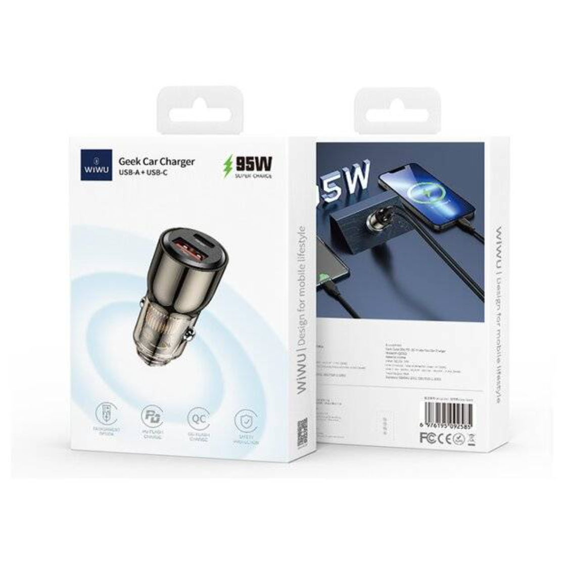 Chargeur Allume-Cigare WiWU Geek 95W – USB-C + USB-A Rapide