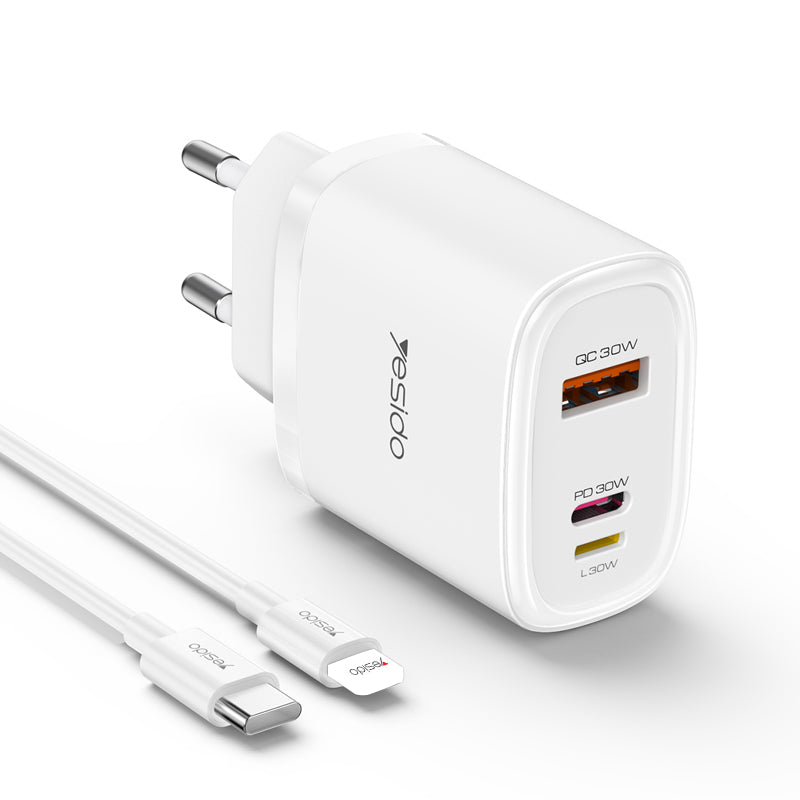 chargeur rapide yesido yc52 trois ports 30w