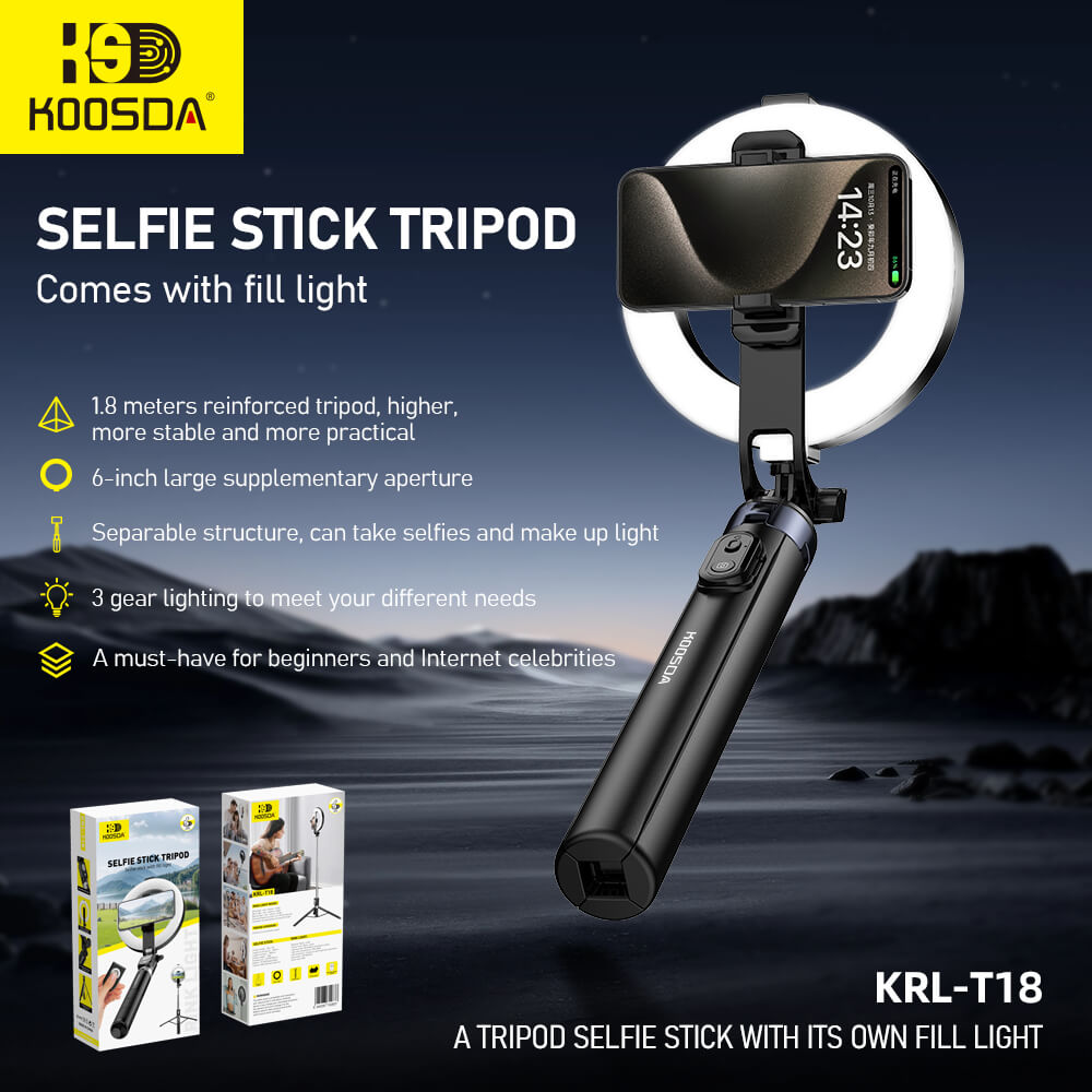 KRL-T18 A Tripod Selfie Stick With Its Own Fill Light