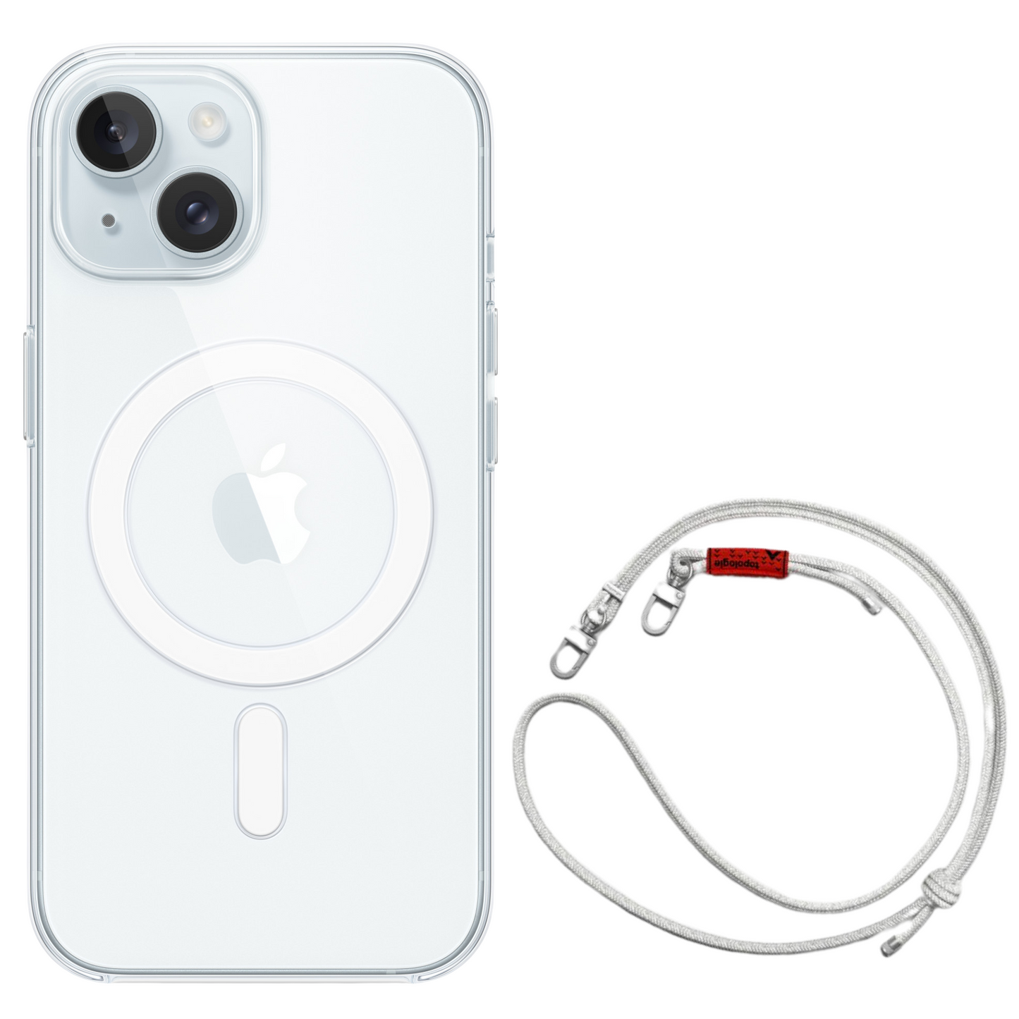 Cache MagSafe iPhone Transparent avec Contour Coloré + Fil