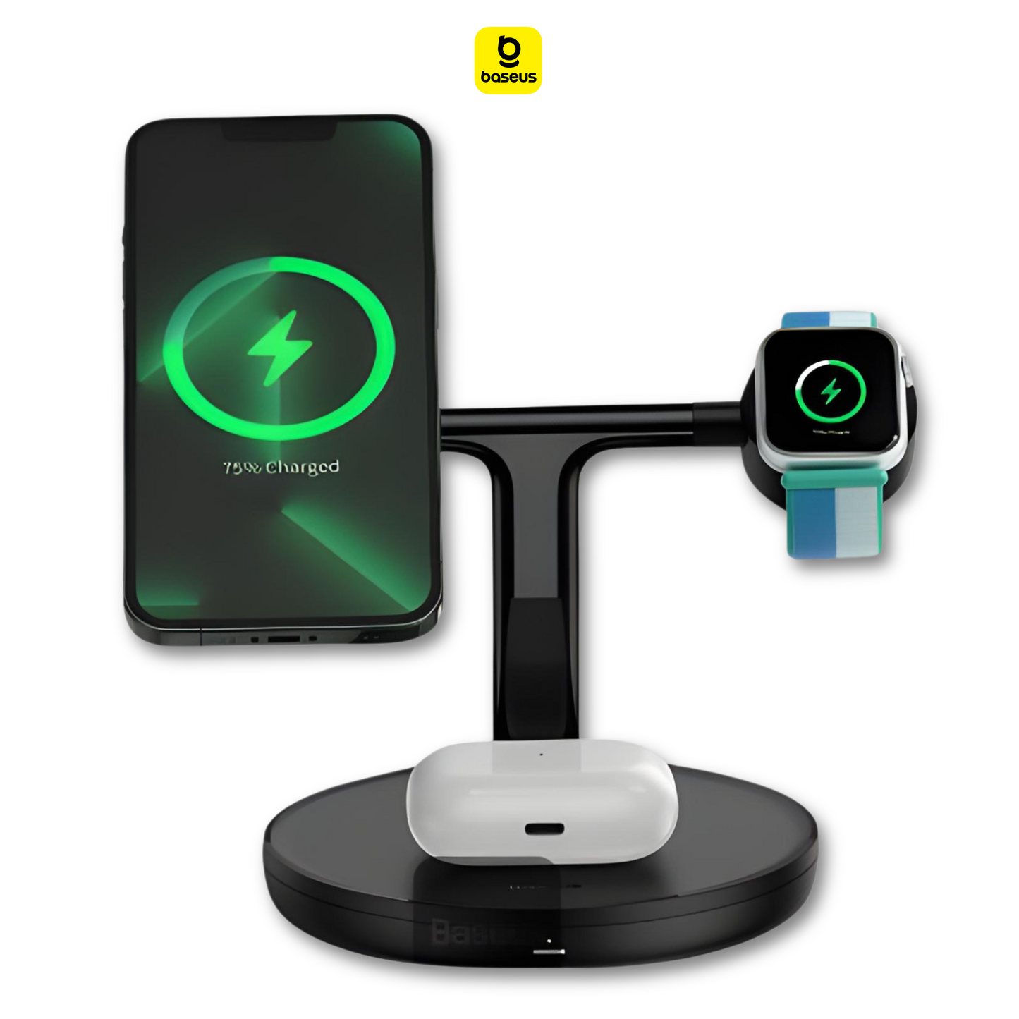 support de chargement sans fil Baseus 3-en-1 iPhone AirPods Apple Watch Tunisie