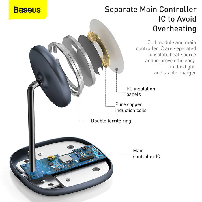 Baseus Magnetic Desktop Charger Magsafe 15W Charge Sans Fil