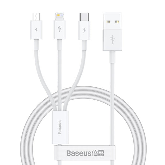 câble Baseus 3-en-1 charge rapide USB-C Lightning Micro USB Tunisie