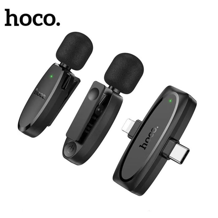 Hoco L15 Micro Cravate Sans Fil Double avec Récepteur Type-C & Lightning