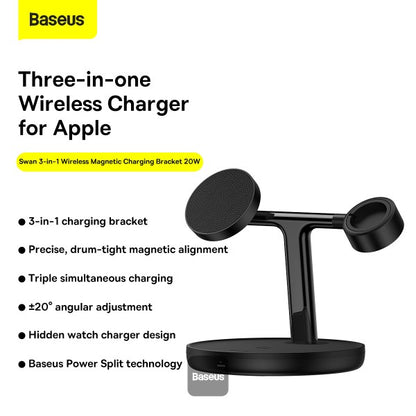 Support de Chargement Sans Fil Baseus Swan 3-en-1 Magnétique 20W