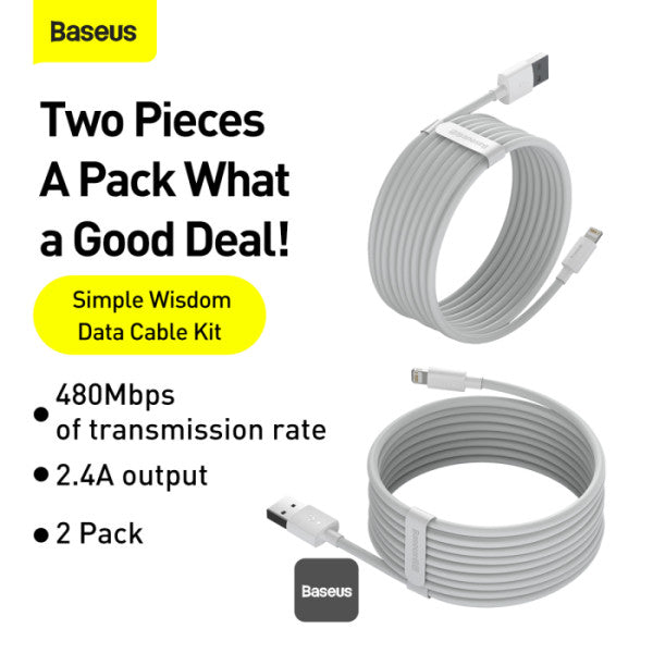 Pack de 2 Câbles Baseus  USB vers Lightning 2.4A