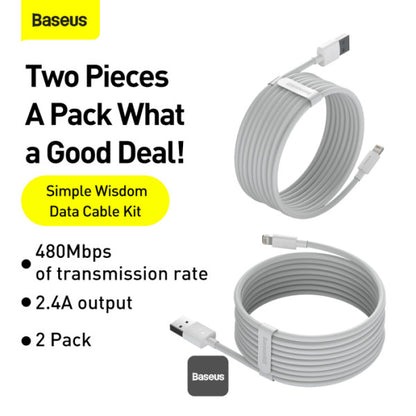 Pack de 2 Câbles Baseus  USB vers Lightning 2.4A