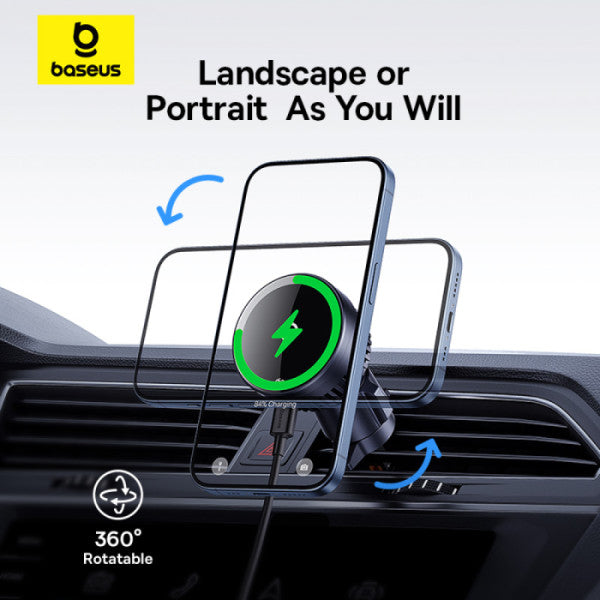 support magnétique iPhone 15 voiture avec charge sans fil Tunisie