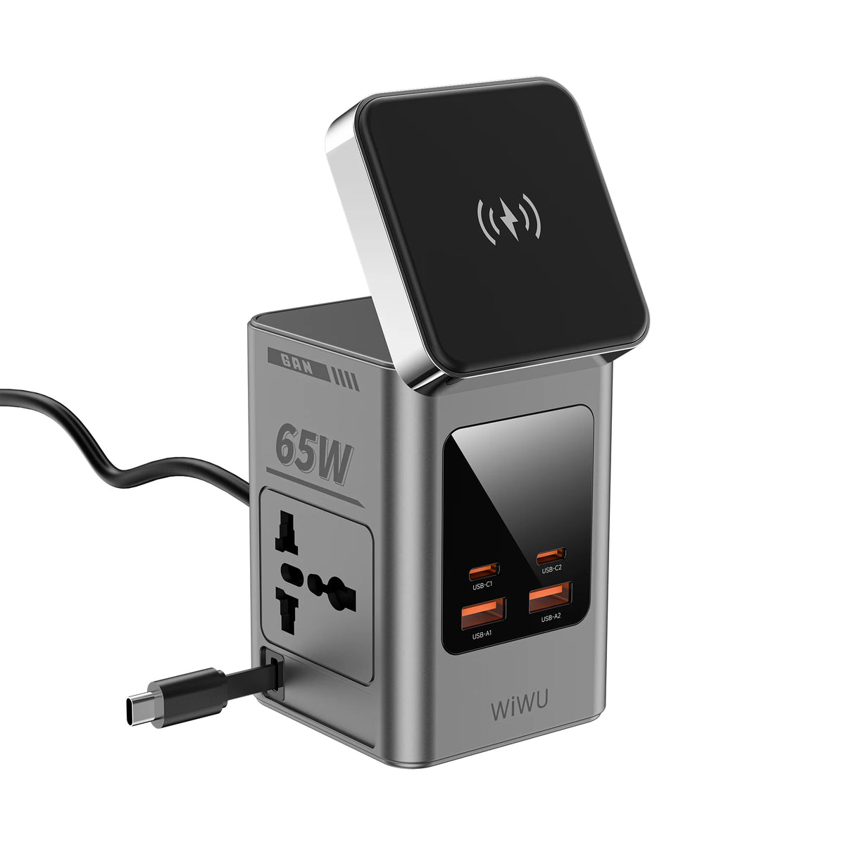 WiWU 65W GaN 8-in-1 Wireless Chager with cable&socket Wi-W040