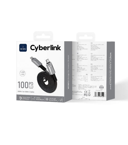 WiWU 100W Cyberlink Series Magnetic Nylon Braided Cable Wi-C078 C-C 1M