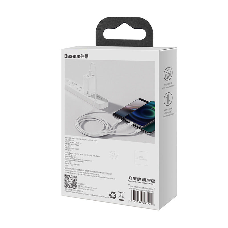 Câble Baseus Superior Series Fast Charging 3 in 1