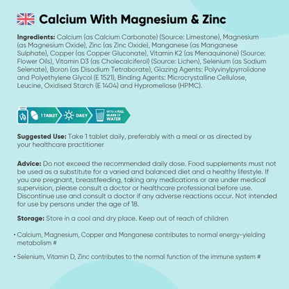 Calcium, Magnésium, Zinc + Vitamine D3