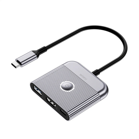 Adaptateur WiWU 3-en-1 Type-C avec ports HDMI, USB 3.0 et USB-C pour PC portable
