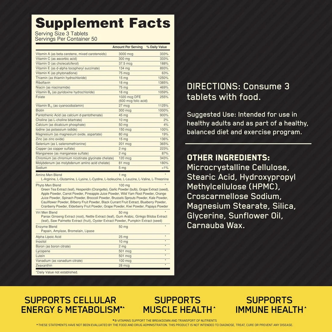 OPTIMUM NUTRITION OPTI-MEN 150CAPS