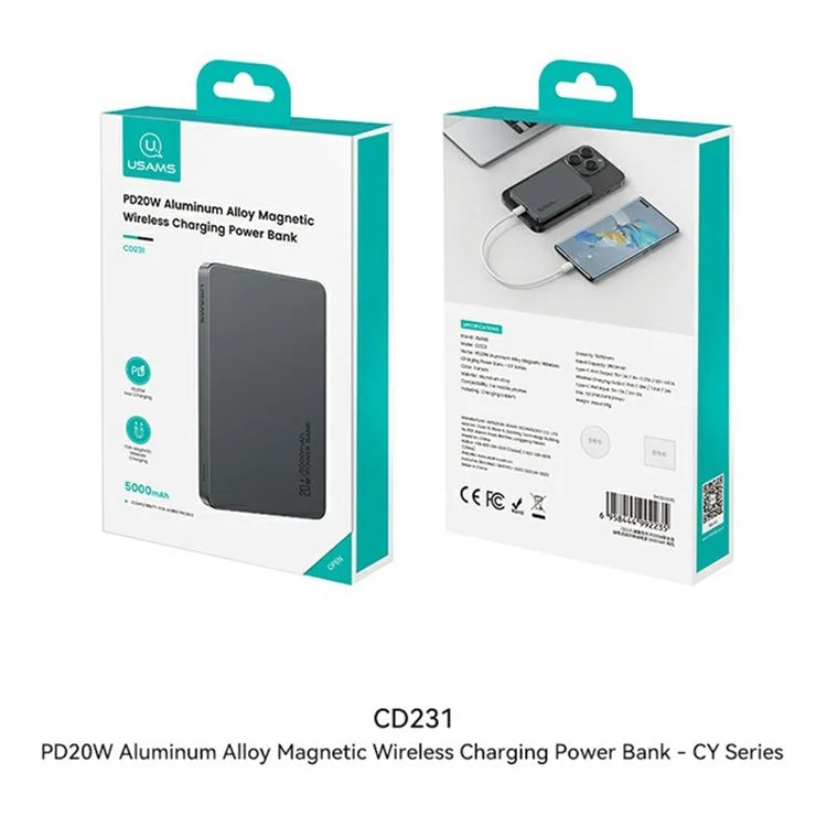 Power Bank Magnétique USAMS CD231 - 5000mAh – 20W Fast Charging