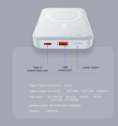 YESIDO YP45 – Power Bank Batterie MagSafe 22.5W 10000mAh