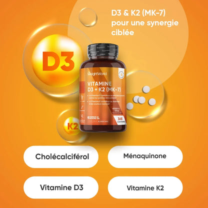 Vitamine D3 et K2 en comprimés