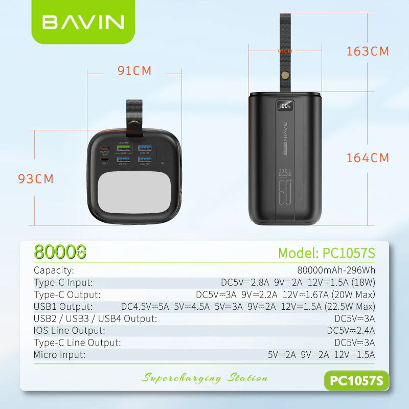 Power Bank Bavin PC1057S – 80000mAh - 22.5W