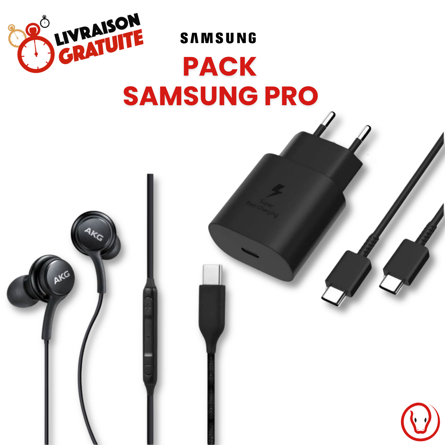 pack Samsung Pro chargeur 25W et écouteurs AKG USB-C Tunisie
