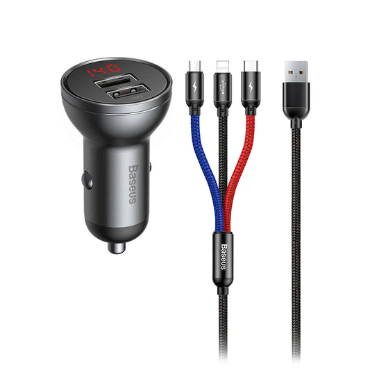 Chargeur Allume-Cigare Baseus avec Câble 3-en-1