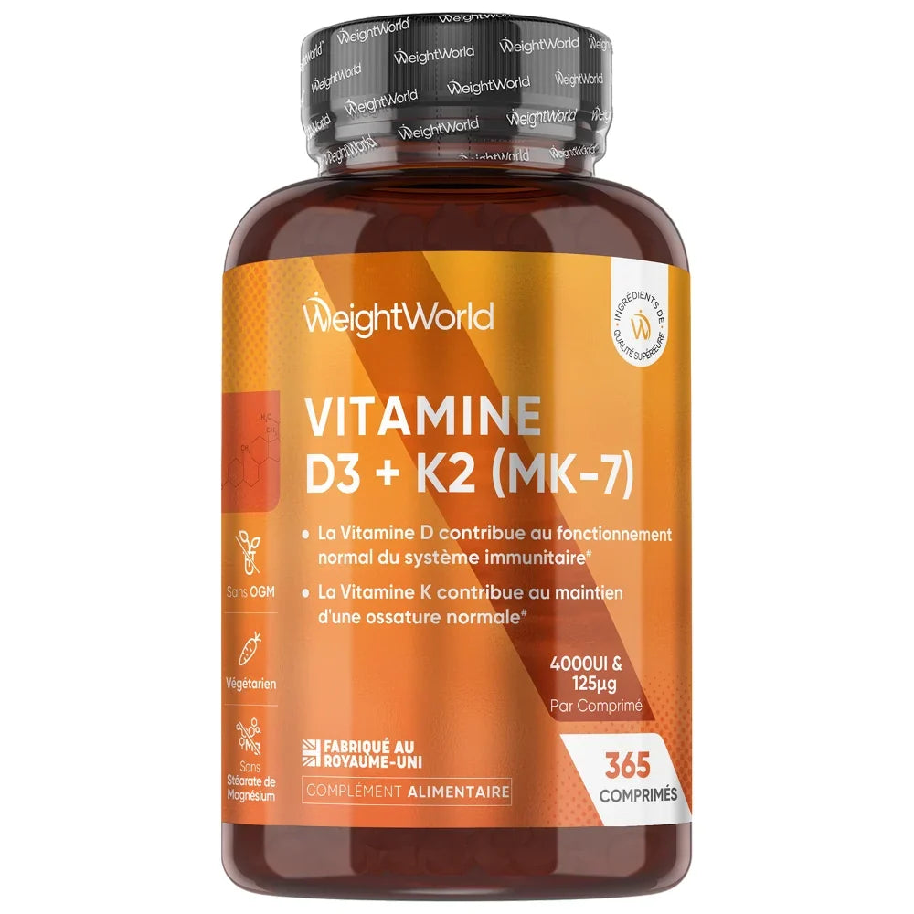 Vitamine D3 et K2 en comprimés