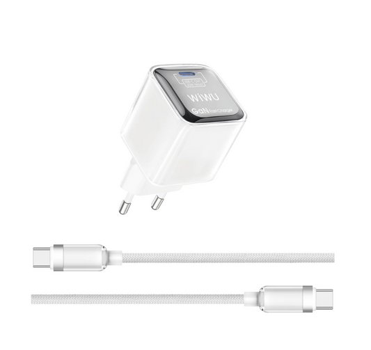 Chargeur WiWU Jello 20W GaN compact avec câble USB-C