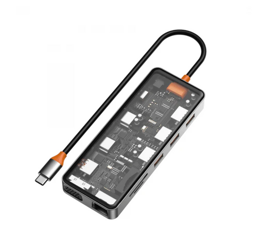 Hub WiWU CB012 USB-C transparent 12-en-1 ports multiples