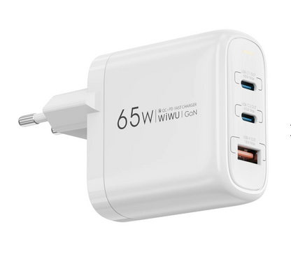 Chargeur WiWU Ark 65W GaN 2×USB-C + 1×USB-A
