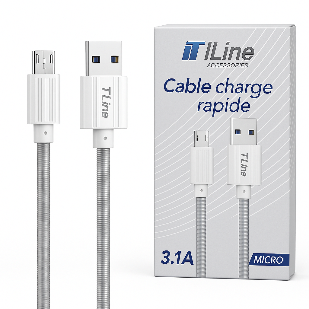 Câble USB vers Micro-USB TLine charge rapide 3.1A