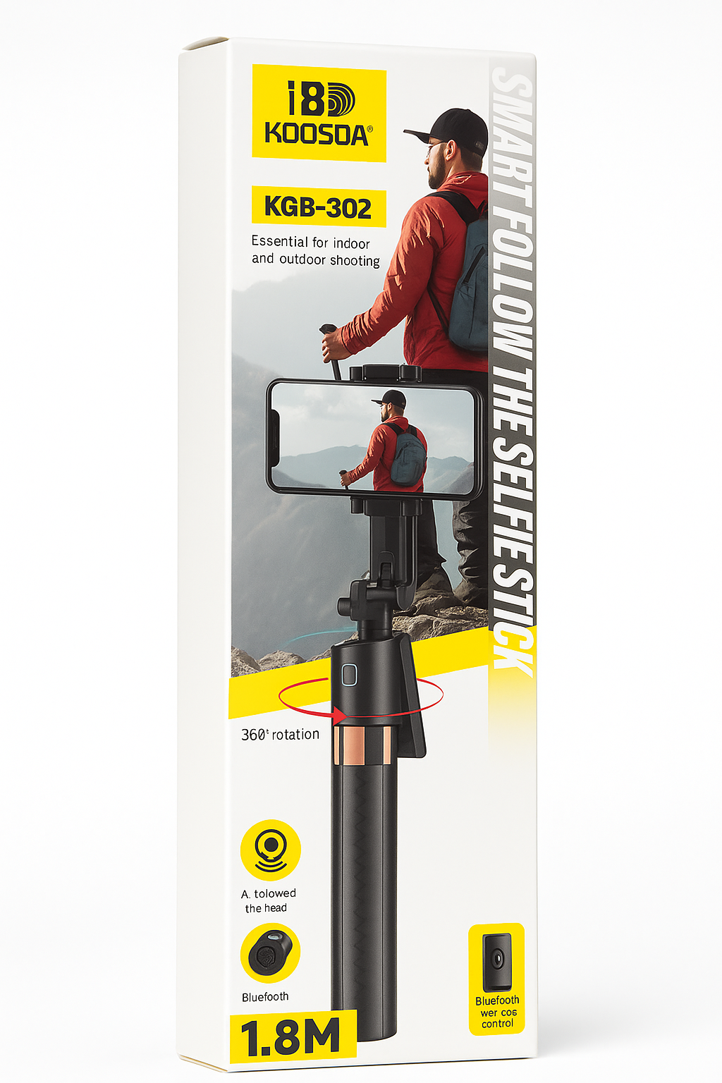 Emballage de la perche selfie KOOSDA Smart Follow 1.8M avec fonctions intelligentes