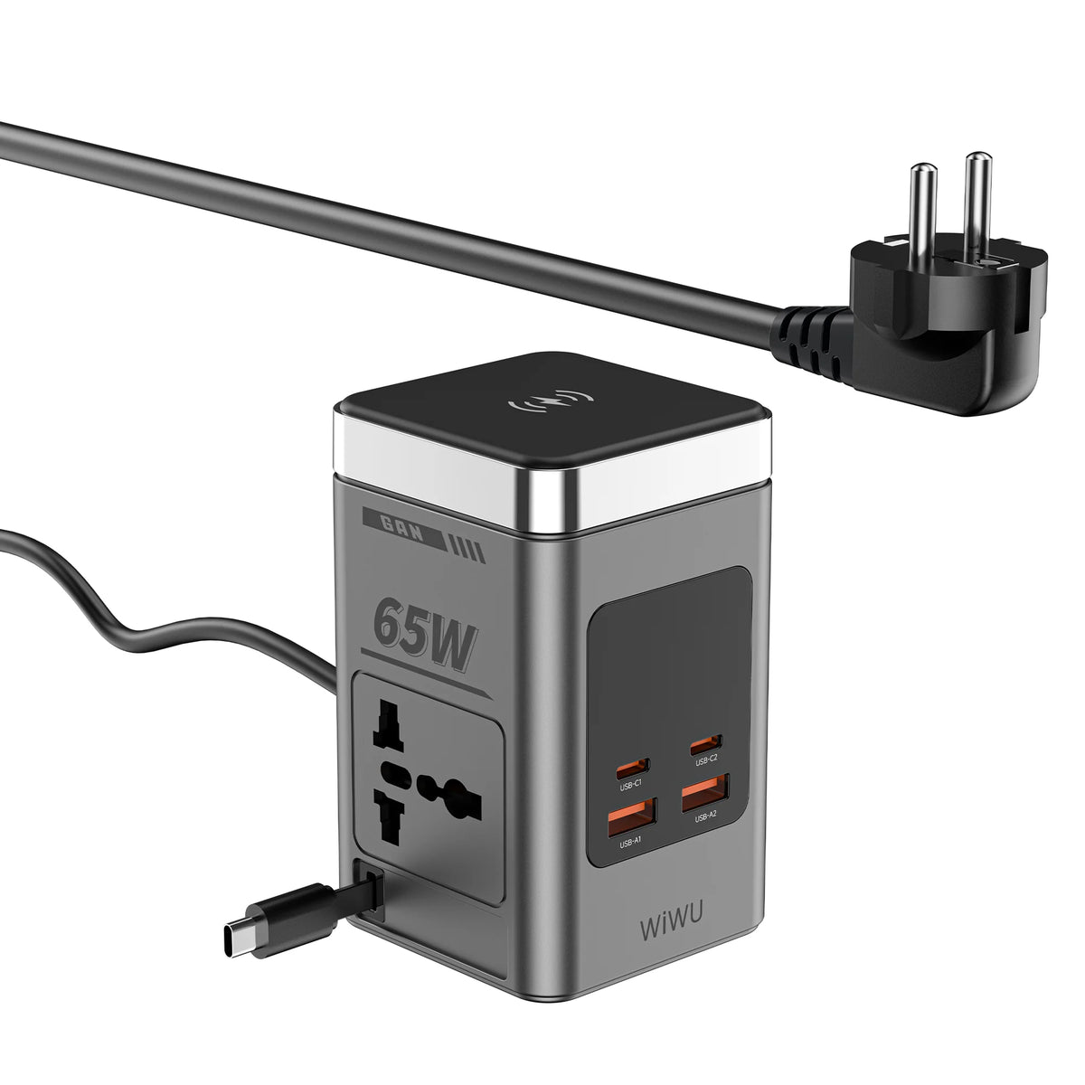 WiWU 65W GaN 8-in-1 Wireless Chager with cable&socket Wi-W040