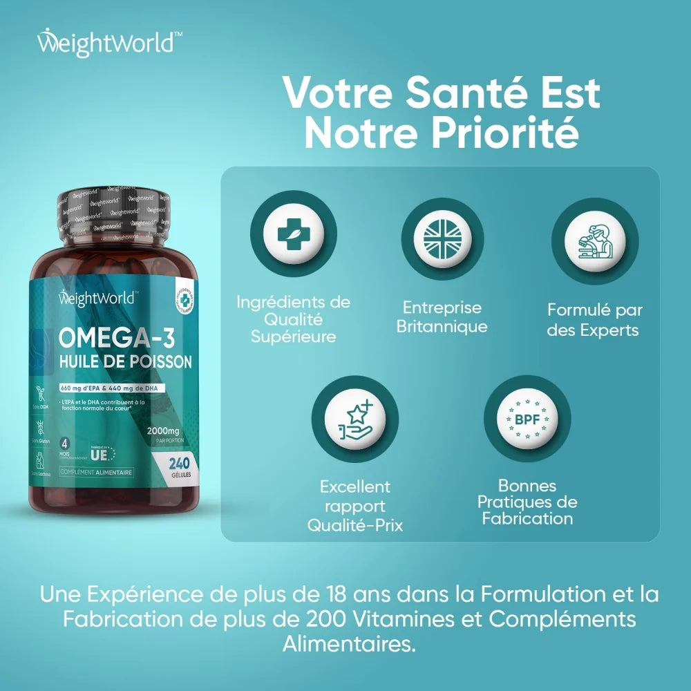 Oméga-3 Huile de Poisson en capsules molles