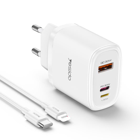 chargeur rapide yesido yc52 trois ports 30w