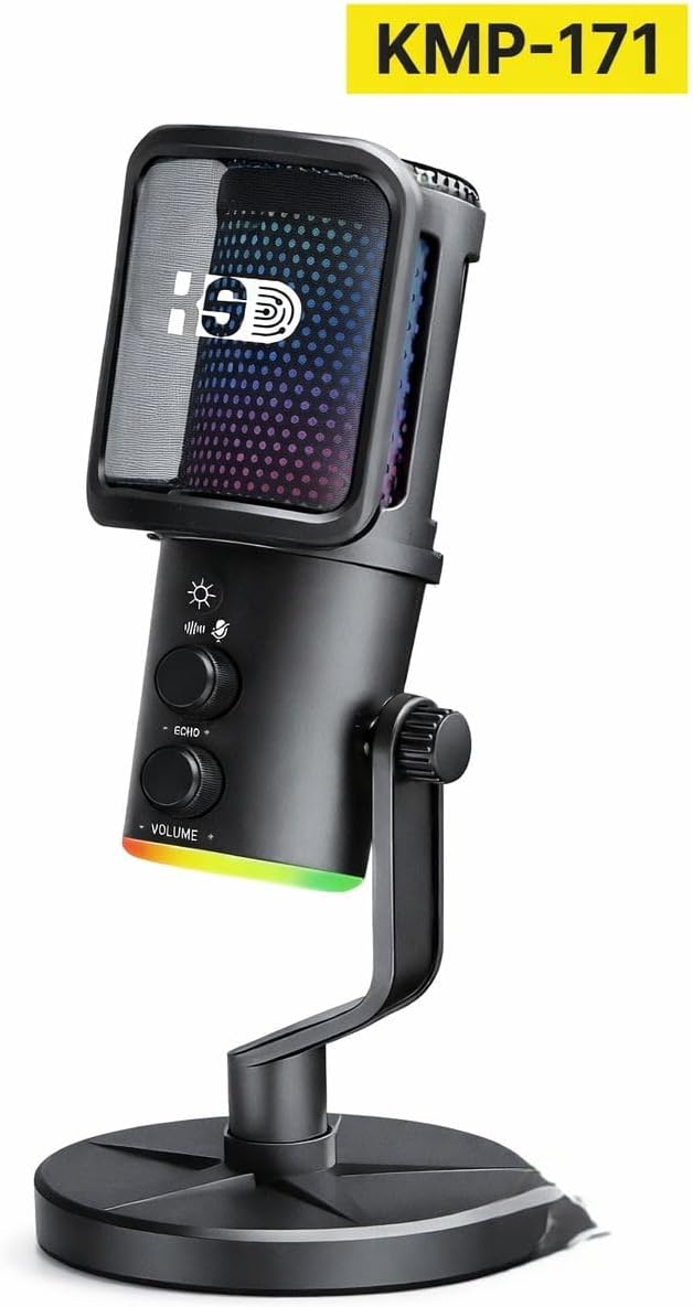 Microphone Sans Fil KOOSDA KMP-171 RGB – Micro de Bureau Gaming & Streaming 24-bit Haute Qualité Son Studio