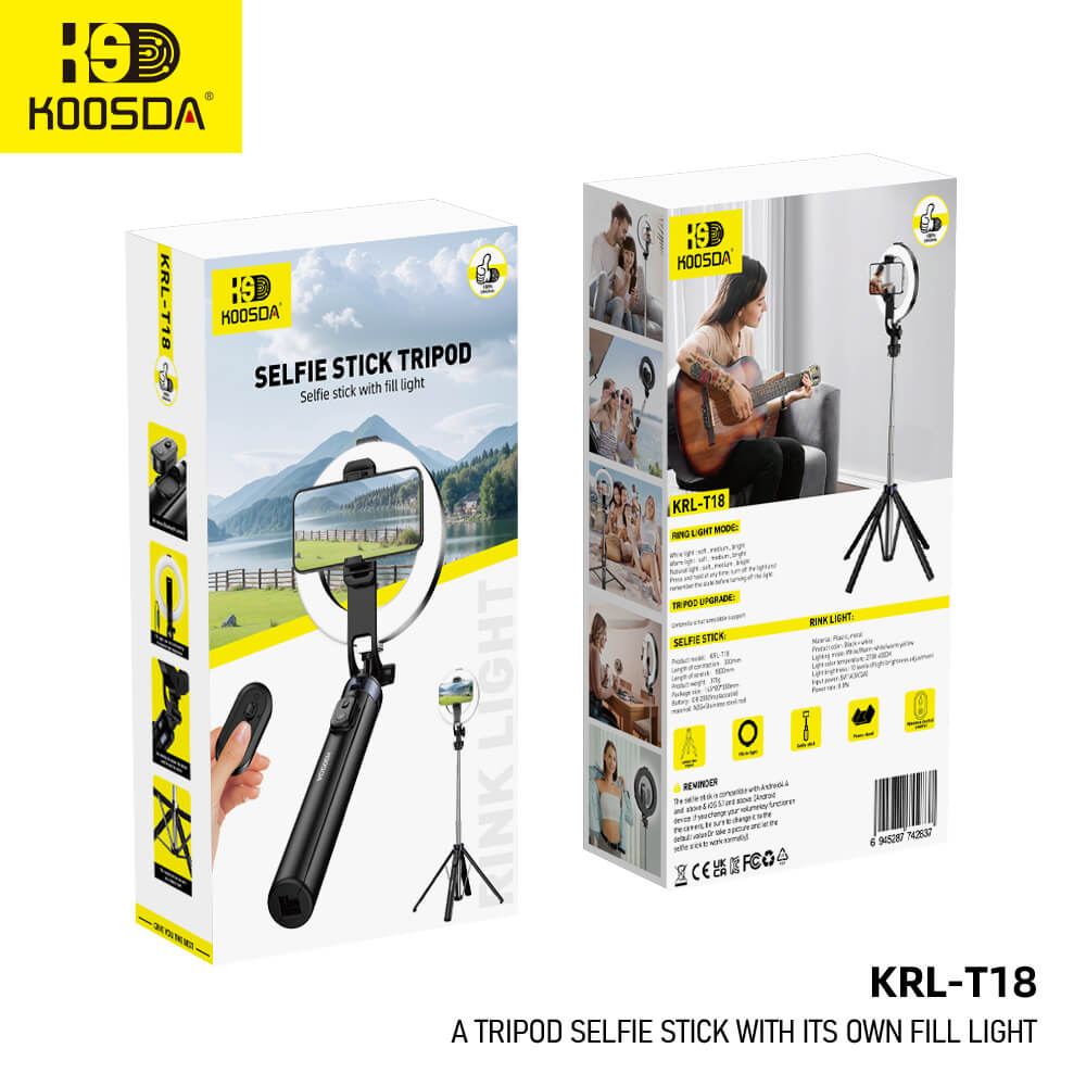 KRL-T18 A Tripod Selfie Stick With Its Own Fill Light
