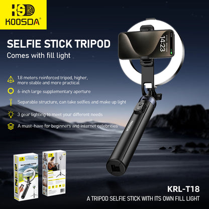 KRL-T18 A Tripod Selfie Stick With Its Own Fill Light