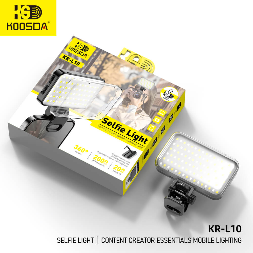 KR-L10 2000mAh Selfie Light I Content Creator Essentials 360° Mobile Lighting
