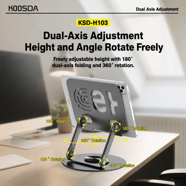 KSD-H103 360° Rotating Foldable Metal Stand for Phones & Tablets – Anti-Slip & Heat Dissipation